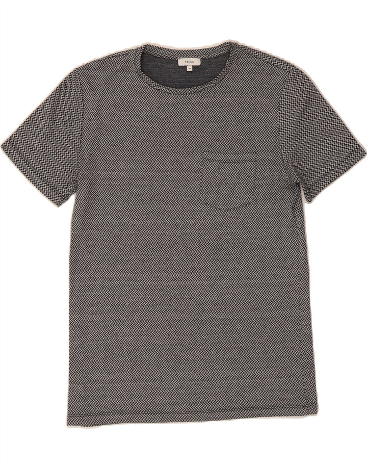 REISS Mens T-Shirt Top Medium Grey Herringbone Polyester Vintage Reiss and Second-Hand Reiss from Messina Hembry 