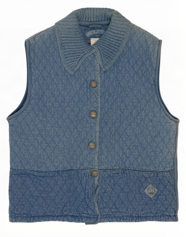 Blue Willi's Womens Quilted Denim Gilet UK 14 Medium Cotton