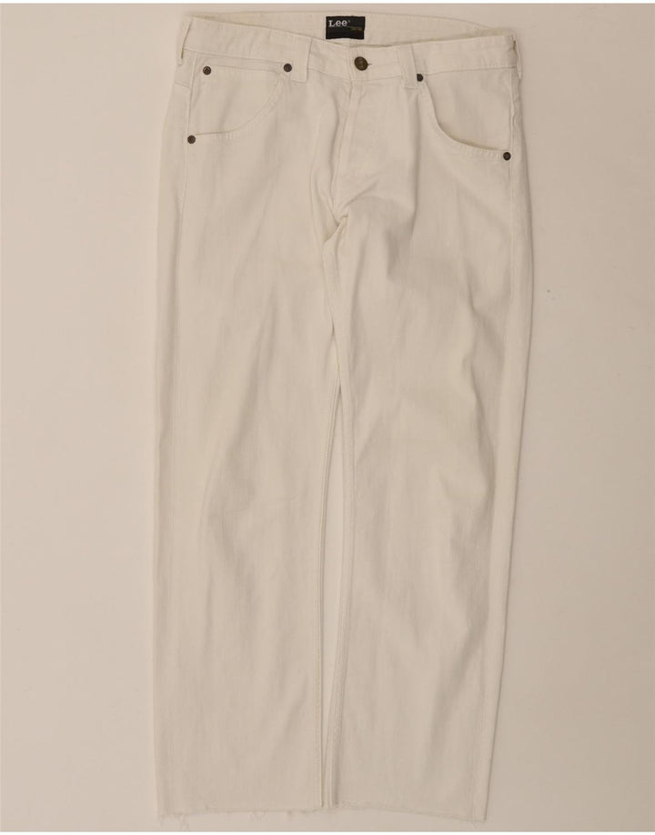LEE Damen Powell Slim Jeans W32 L27 Weiße Baumwolle