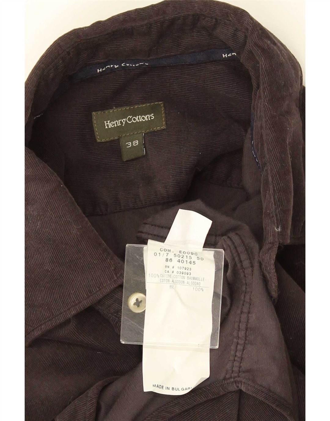 Henry Cottons Mens Corduroy Shirt Size 38 Medium Grey Cotton