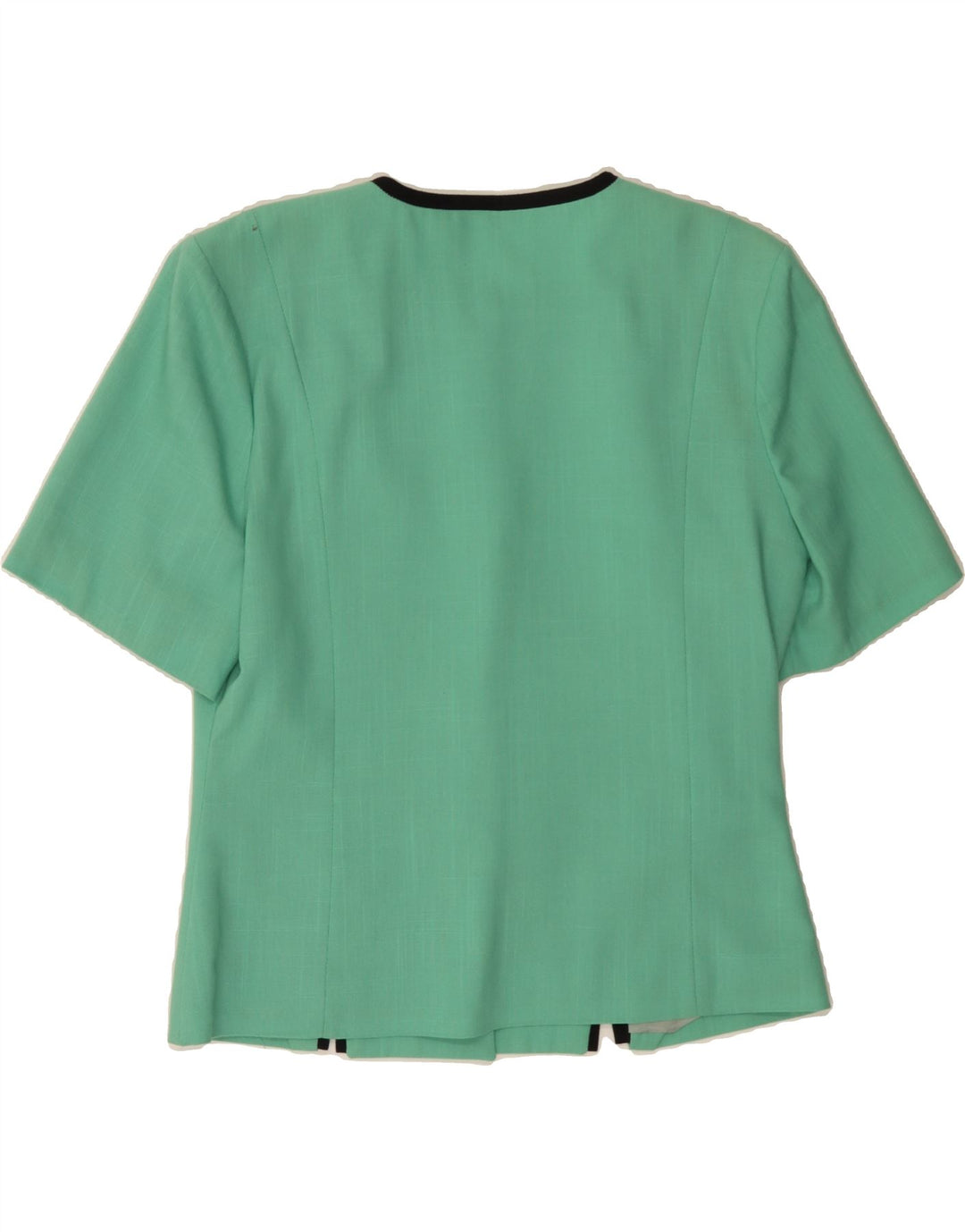 VINTAGE Womens Short Sleeve Blazer Jacket UK 16 Large Turquoise Polyester Vintage Vintage and Second-Hand Vintage from Messina Hembry 