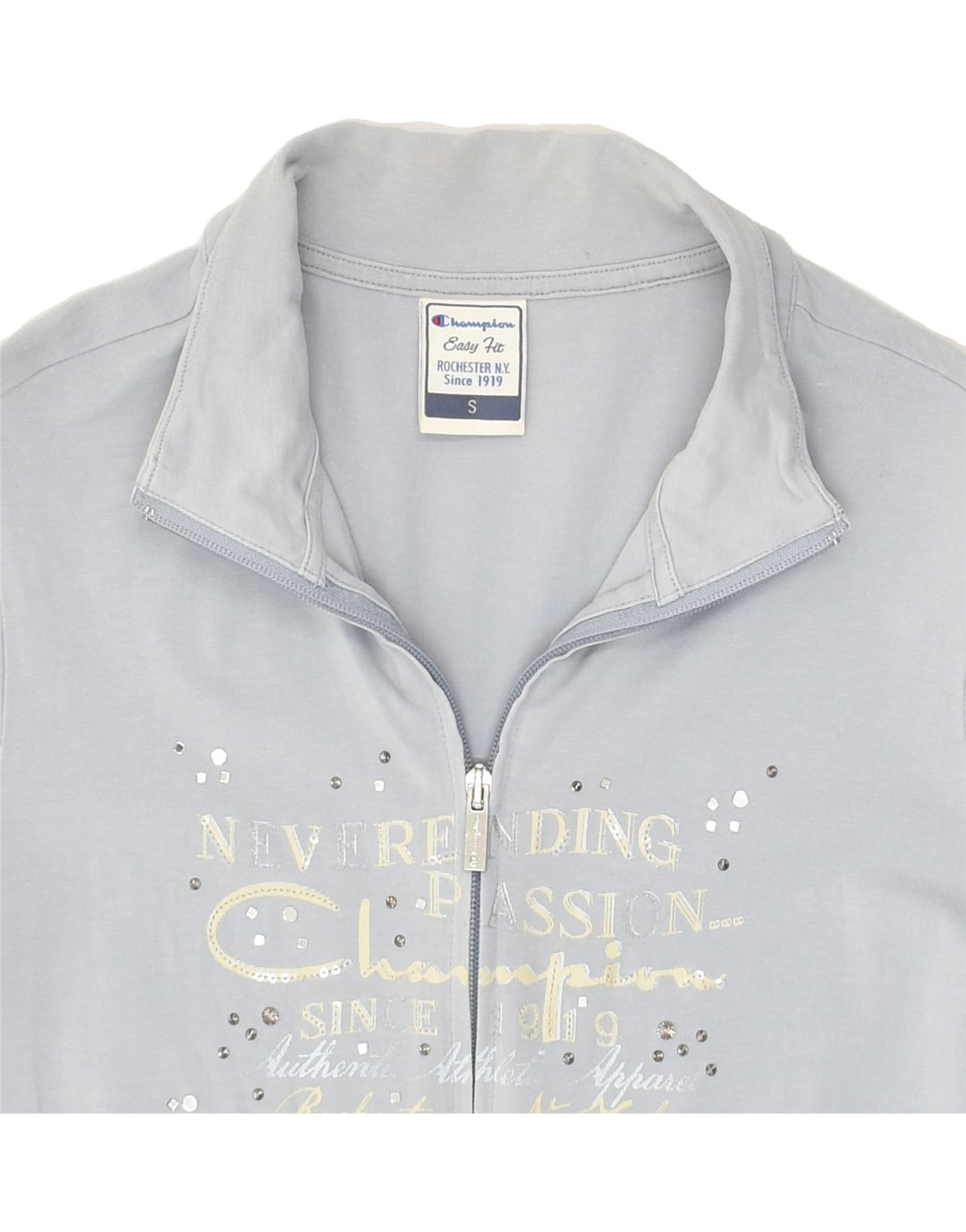 CHAMPION Womens Easy Fit Graphic Tracksuit Top Jacket UK 10 Small Grey | Vintage Champion | Thrift | Second-Hand Champion | Used Clothing | Messina Hembry 