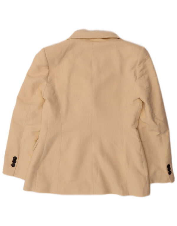 Zara Veste Blazer Double Boutonnage Femme UK 16 Grand Coton Blanc Cassé