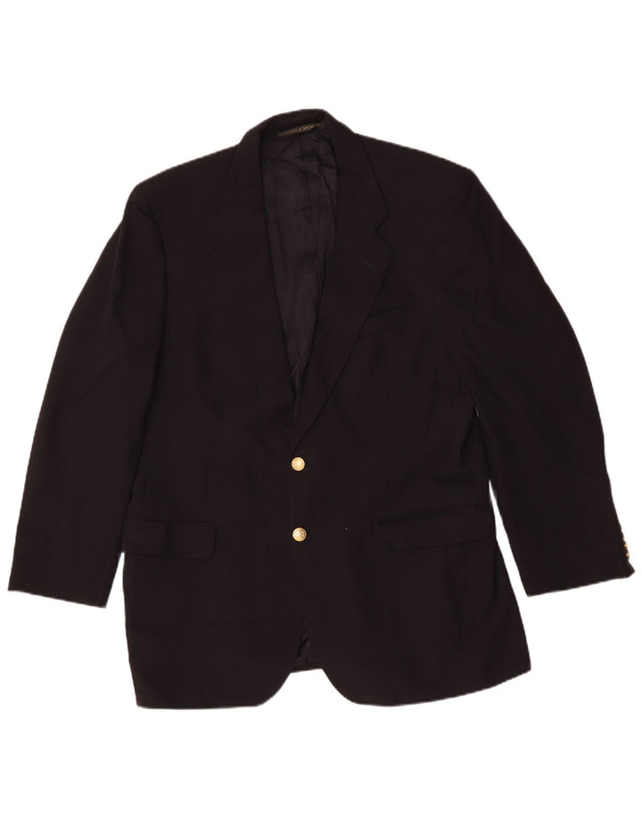 Marks & Spencer Mens 2 Button Blazer Jacket UK 42 Large Navy Blue Wool