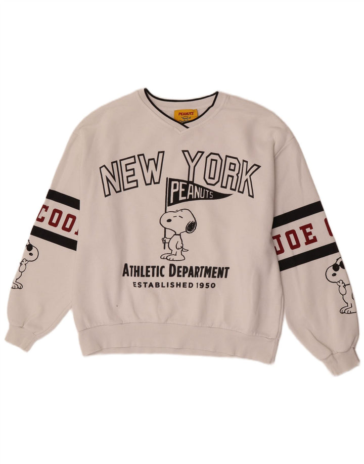 Felpa da uomo con grafica Pull & Bear Peanuts, color block bianco medio