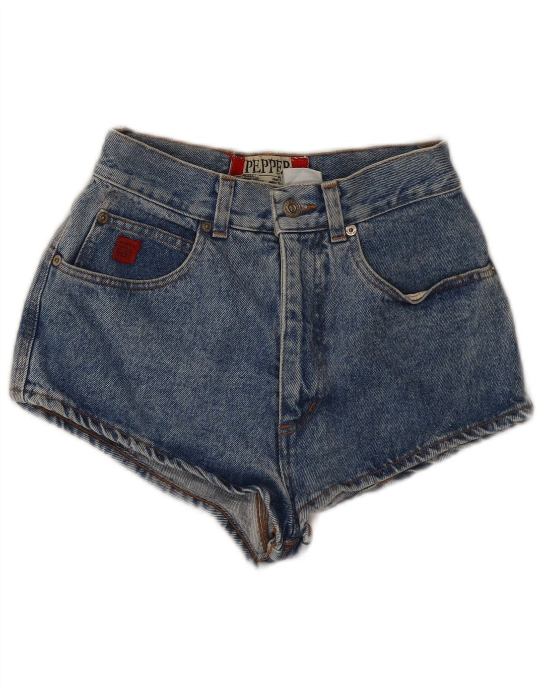 Pantaloncini di jeans vintage da donna IT 42 medi W28 cotone blu