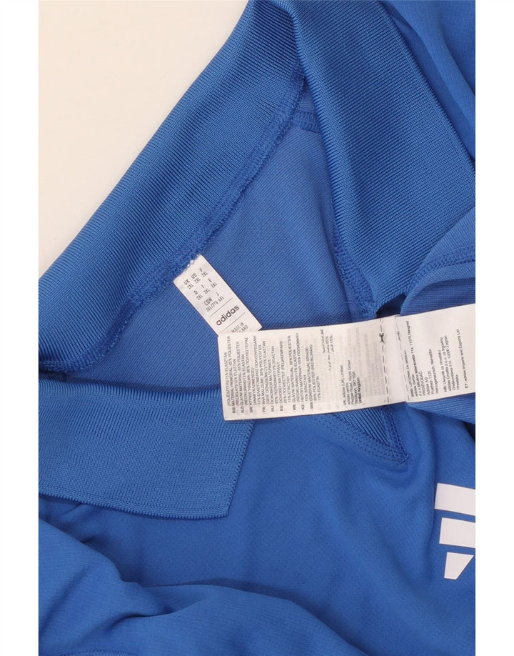 Adidas Mens Polo Shirt 2XL Blue Striped Polyester