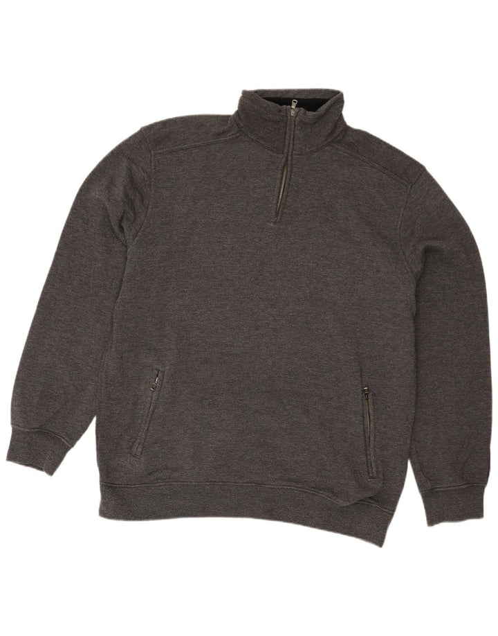 Champion Herre Zip Neck Sweatshirt Jumper 3XL Grå Bomuld