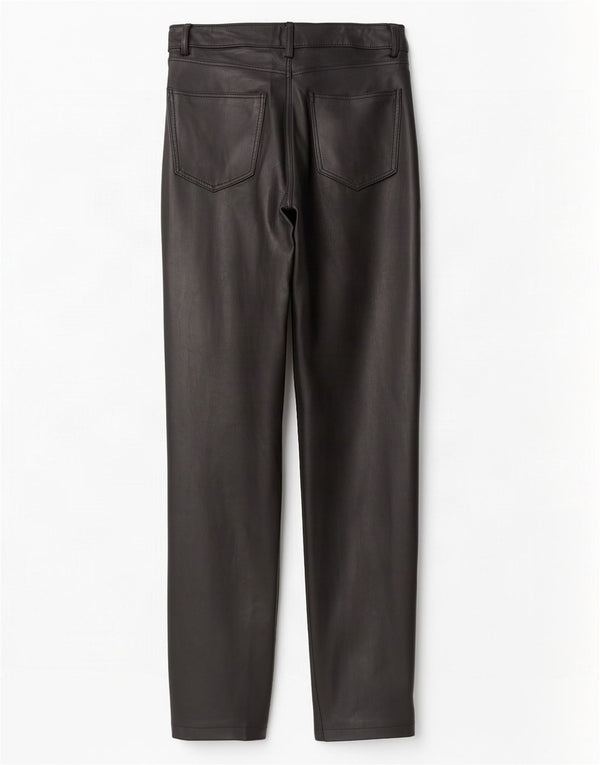 Pantaloni drepti din piele artificială pentru femei Zara EU 36 XS W26 L31 Negri