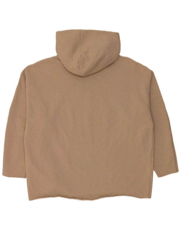 Zara Womens Oversized Hoodie Jumper UK 10 Small Beige Cotton