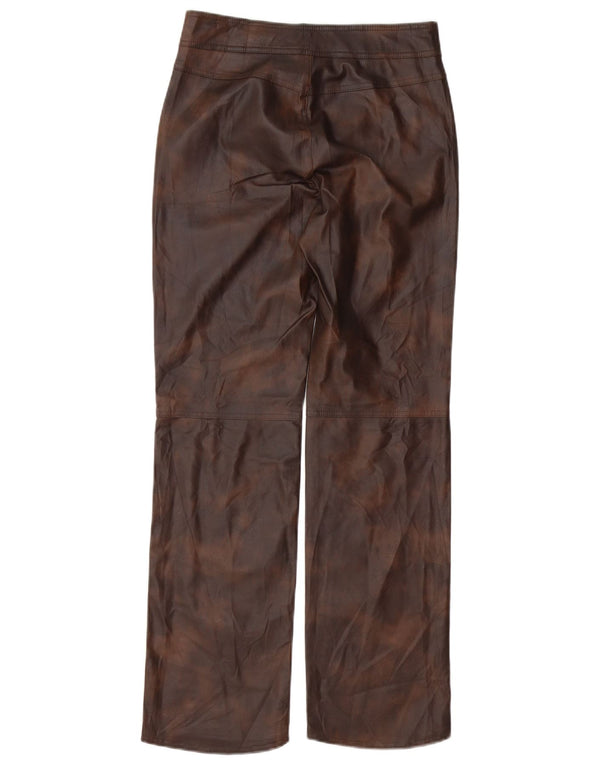 Zara Damen Gerade Kunstlederhose XS W24 L30 Braun Polychlorid