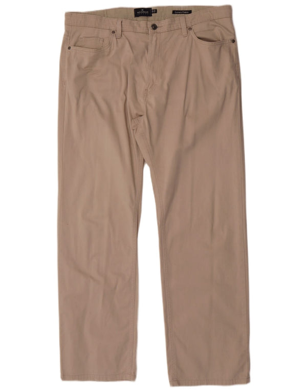 Calça masculina reta casual Marks & Spencer W38 L31 algodão bege