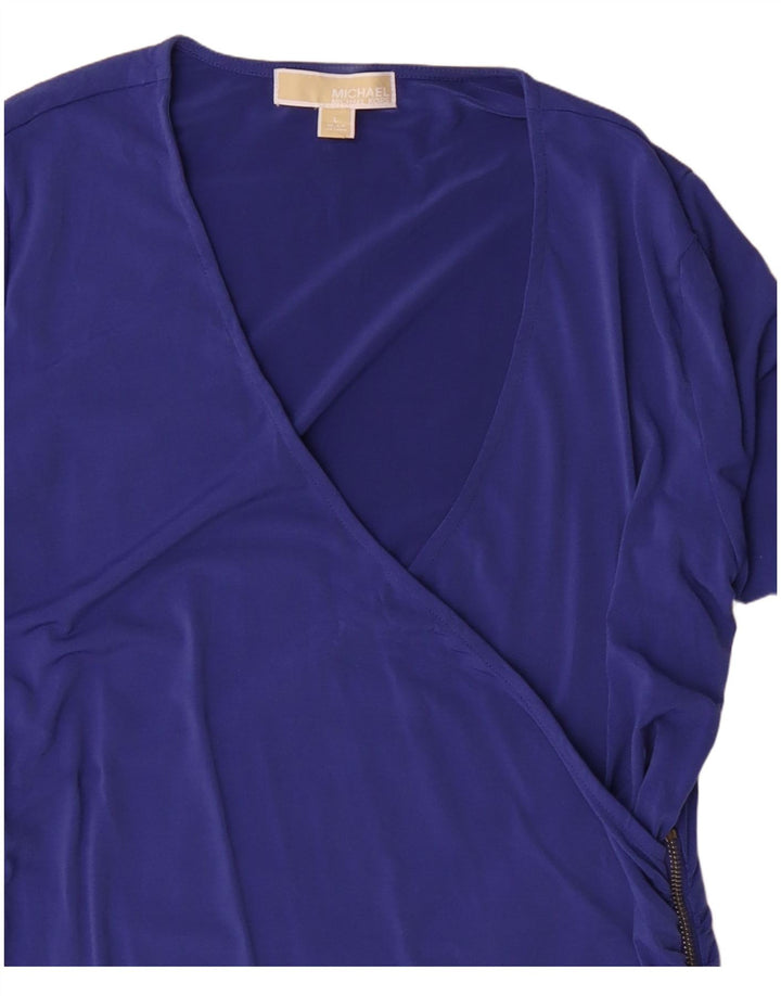 Michael Kors Damen-Blusenoberteil mit 3/4-Ärmeln, UK-Größe 40, Größe L, Blau, Polyester