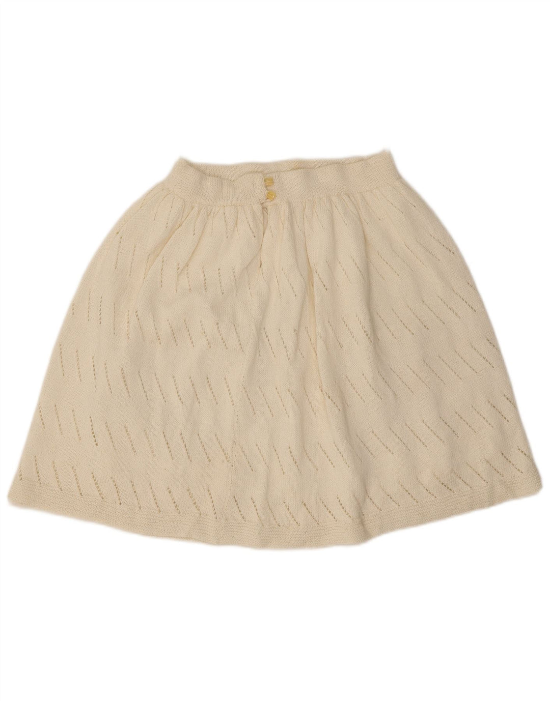 Gonna a trapezio vintage da donna in maglia W26 piccola bianco sporco