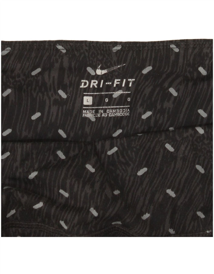 Nike Womens Dri Fit Leggings UK 14 Large Black Spotted