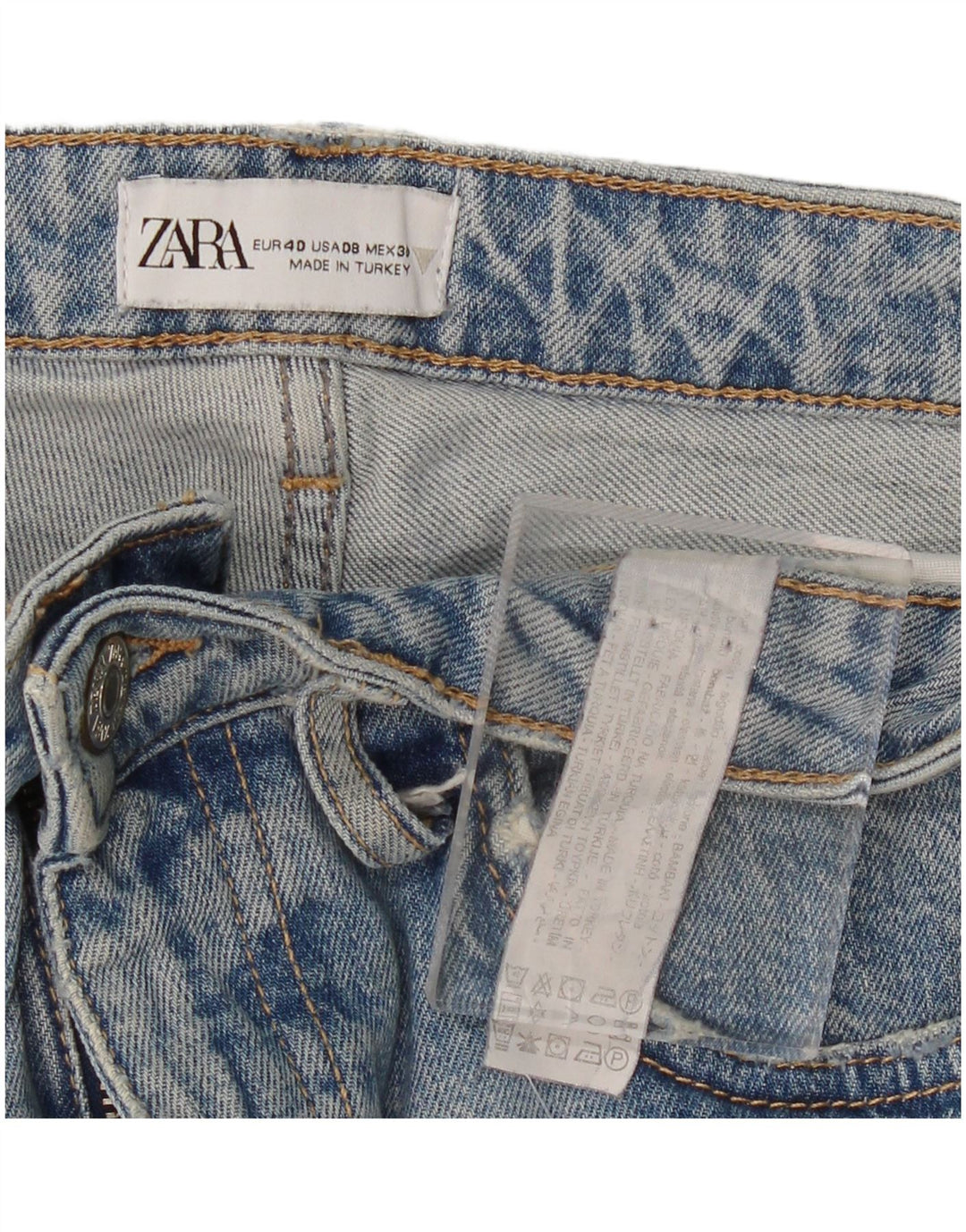 ZARA Womens Distressed Cropped Jeans EU 40 Medium W30 L25 Blue Cotton