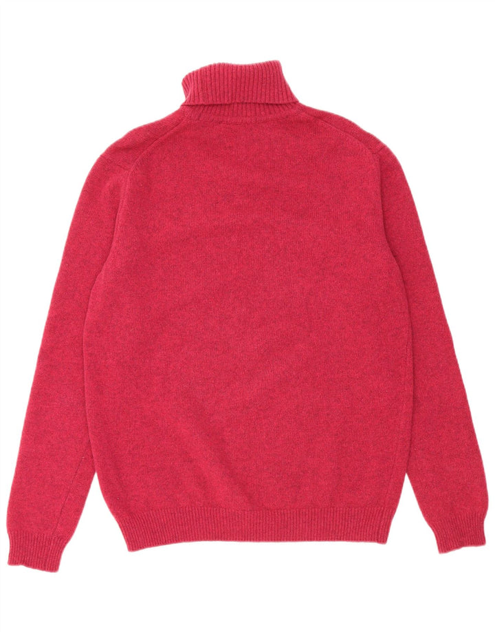 WoolOvers Womens Roll Neck Jumper Sweater UK 16 Large Pink New Wool