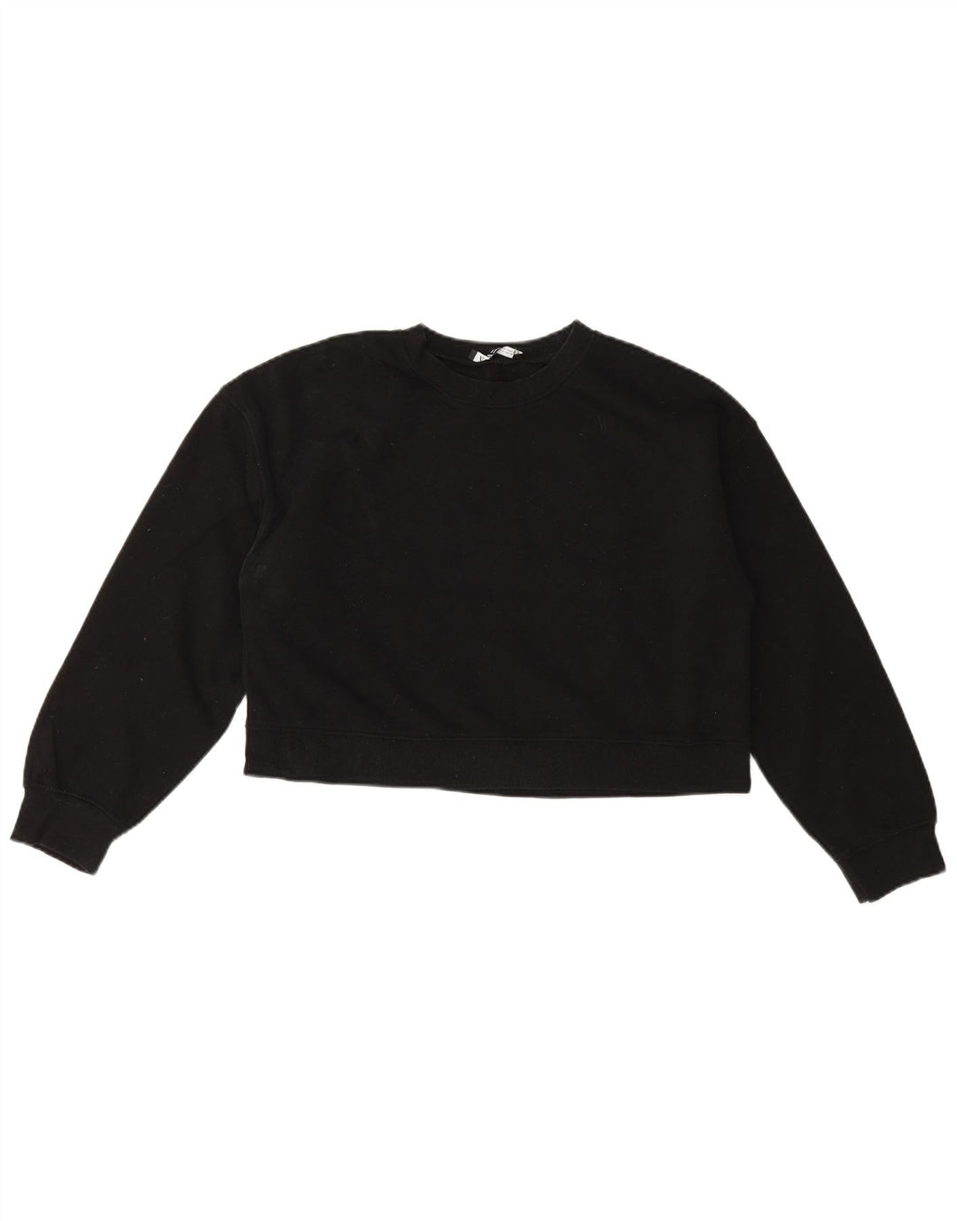 Zara Womens Crop Sweatshirt Jumper UK 14 Medium Black Cotton