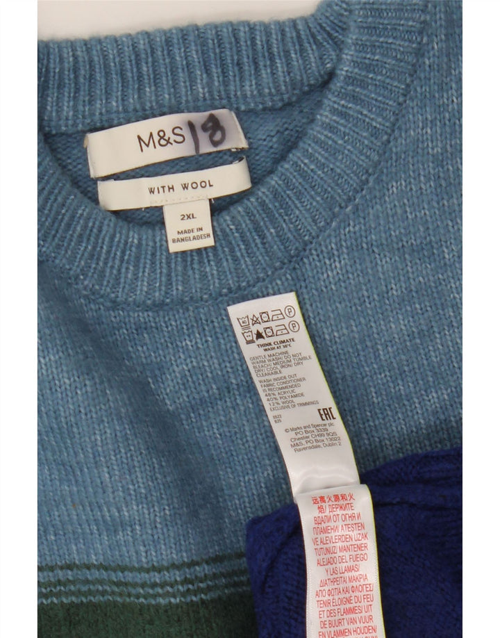 Marks & Spencer Herren-Pullover mit Rundhalsausschnitt, 2XL, mehrfarbig gestreift