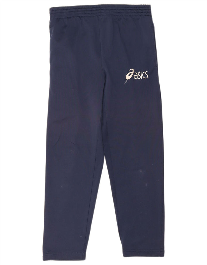 Pantaloni della tuta da bambino Asics 9-10 anni in poliestere blu navy
