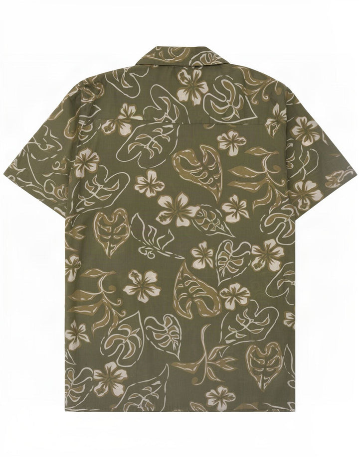 Mc Panthon Herre kortærmet skjorte str. 41/42 Large Green Floral Polyester
