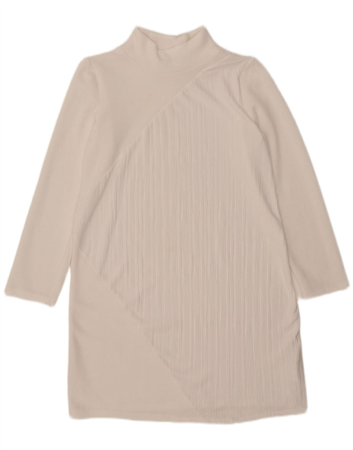 Zara Γυναικείο μακρυμάνικο φόρεμα Shift UK 14 Medium White Polyester