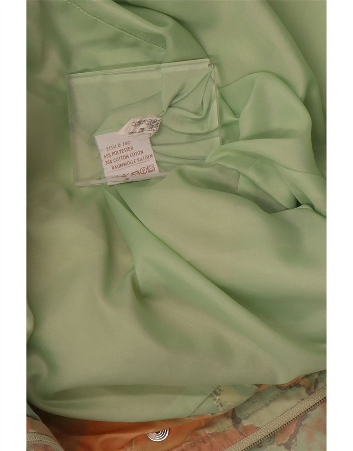 Vintage Womens Abstract Pattern Oversized Overcoat UK 18 XL Green Polyester