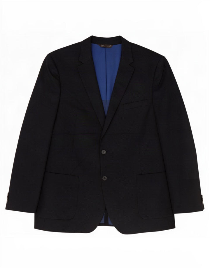 Jachetă pentru bărbați Marks & Spencer, cu 2 nasturi, UK 48 2XL, bleumarin, poliester