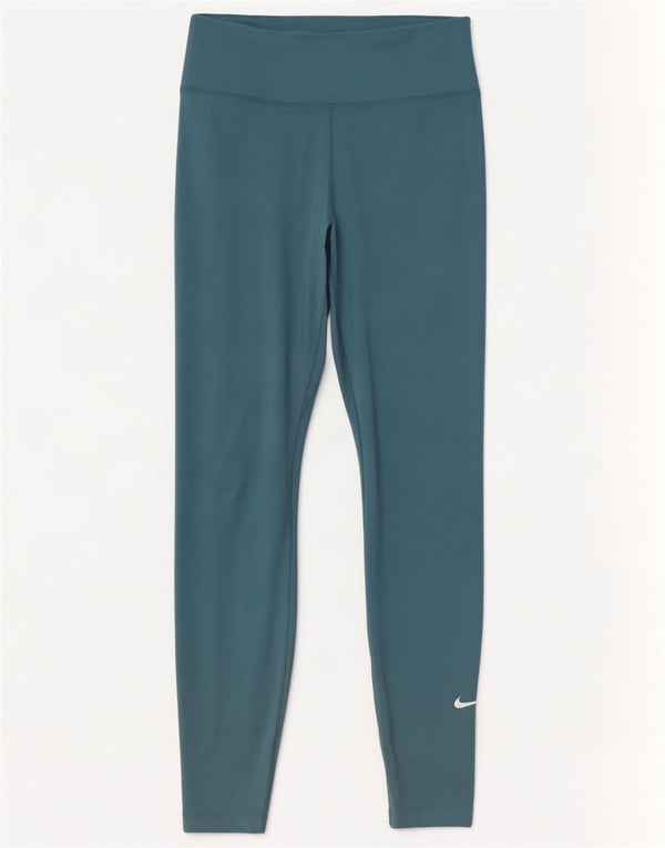 Nike Womens Dri Fit Leggings UK 8 Small Blue Polyester