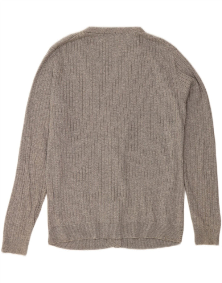 IZOD Womens Cardigan Sweater UK 16 Large Grey Cotton Vintage Izod and Second-Hand Izod from Messina Hembry 