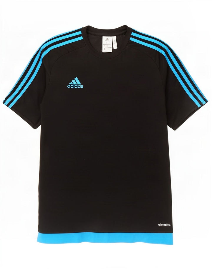 Adidas Hombre Climalite Camiseta Top Pequeño Negro Colorblock Poliéster