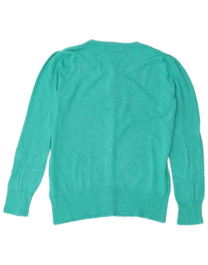 Marks & Spencer dame cardigan sweater UK 12 Medium turkis viskose