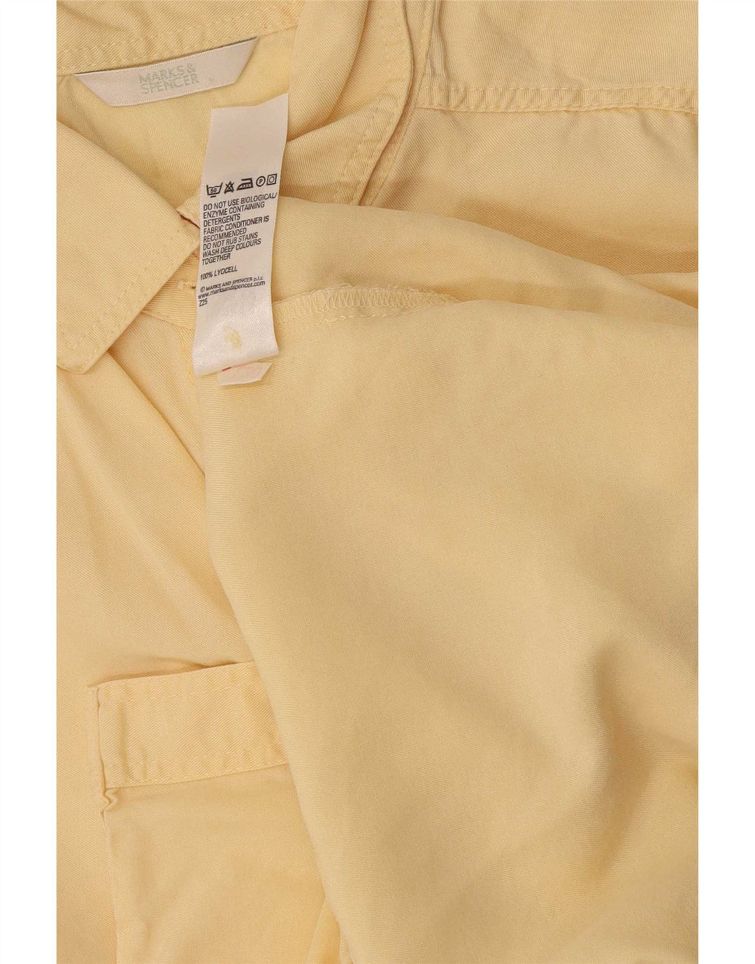 Marks & Spencer Womens Short Sleeve Shirt UK 10 Small Yellow Lyocell