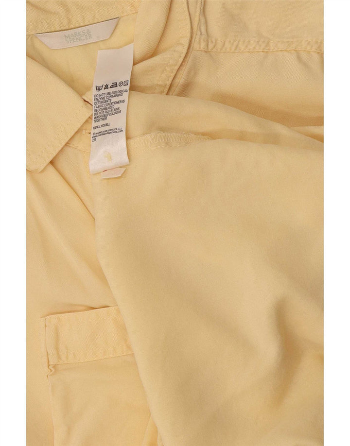 Marks & Spencer Womens Short Sleeve Shirt UK 10 Small Yellow Lyocell