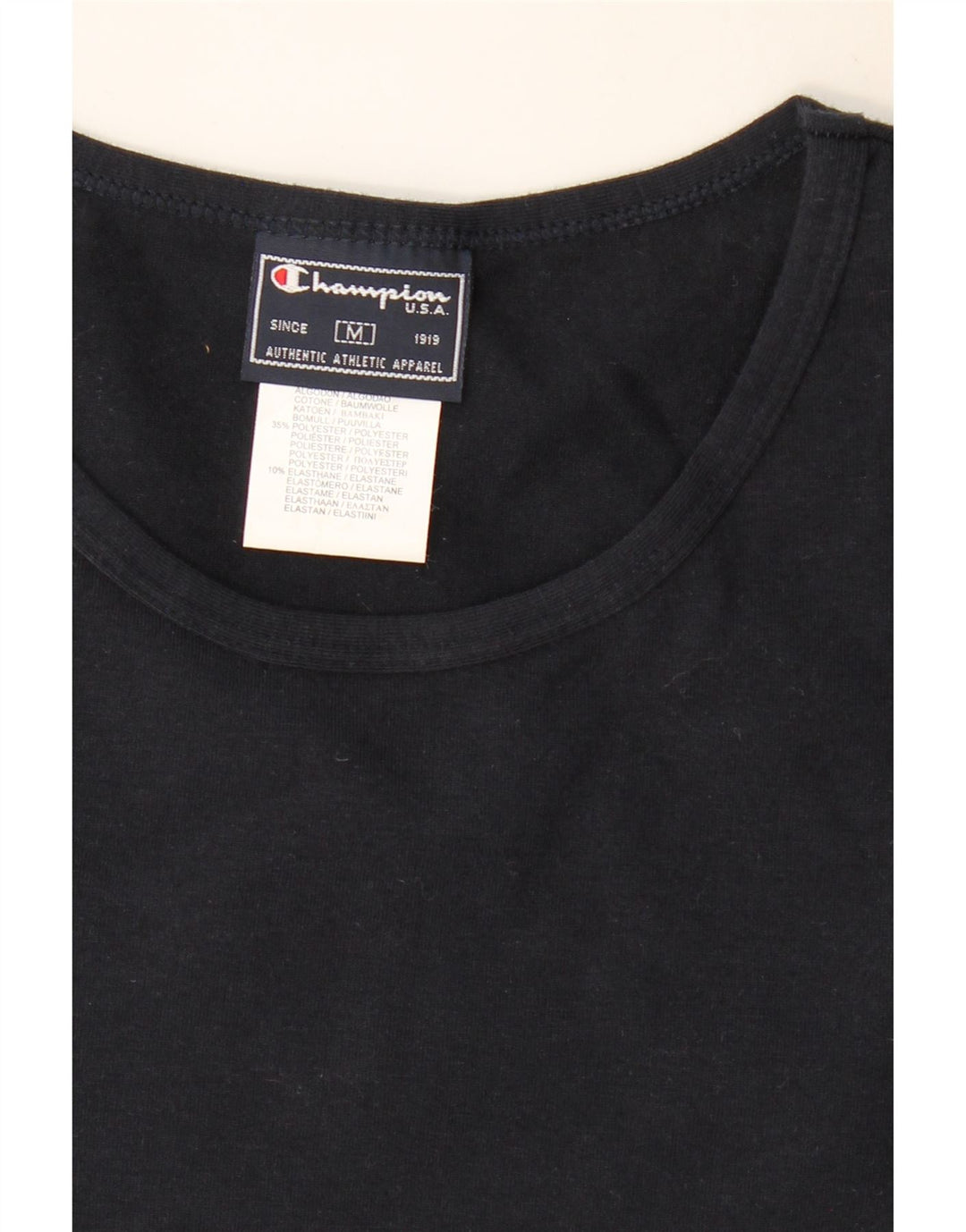 Champion Womens T-Shirt Top UK 12 Medium Navy Blue Cotton