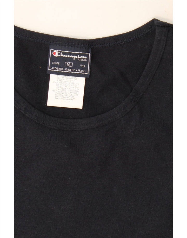 Champion Womens T-Shirt Top UK 12 Medium Navy Blue Cotton