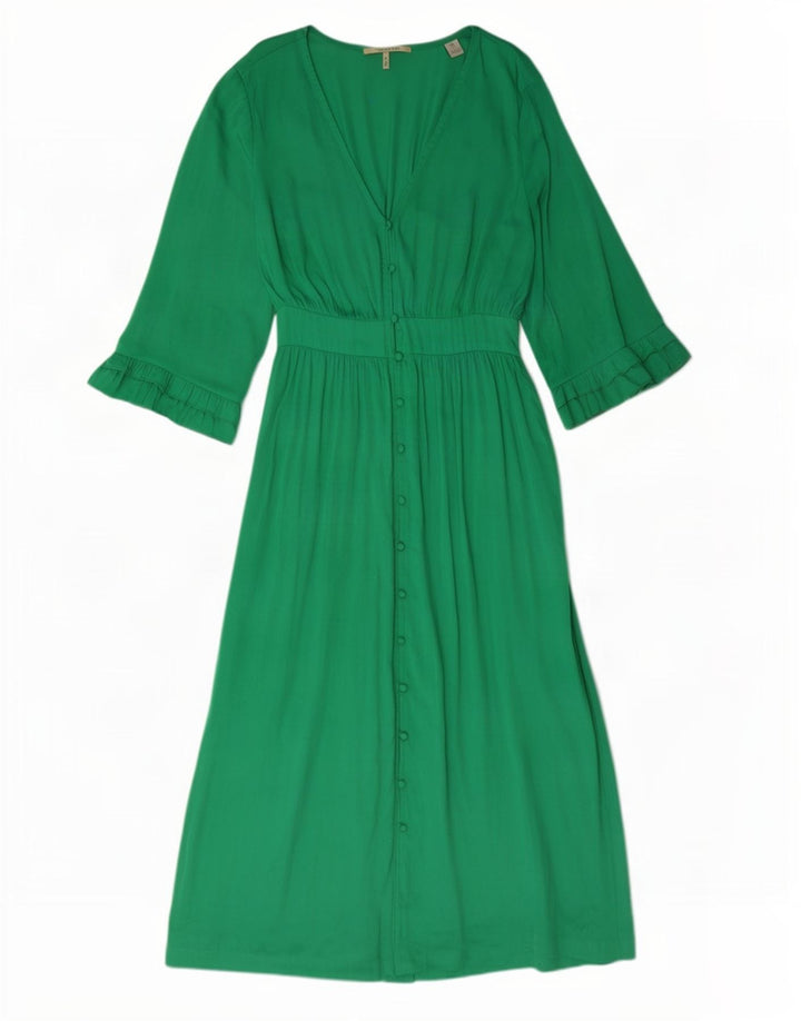 Scotch & Soda Womens 3/4 Sleeve Maxi Dress UK 14 Medium Green Polyester