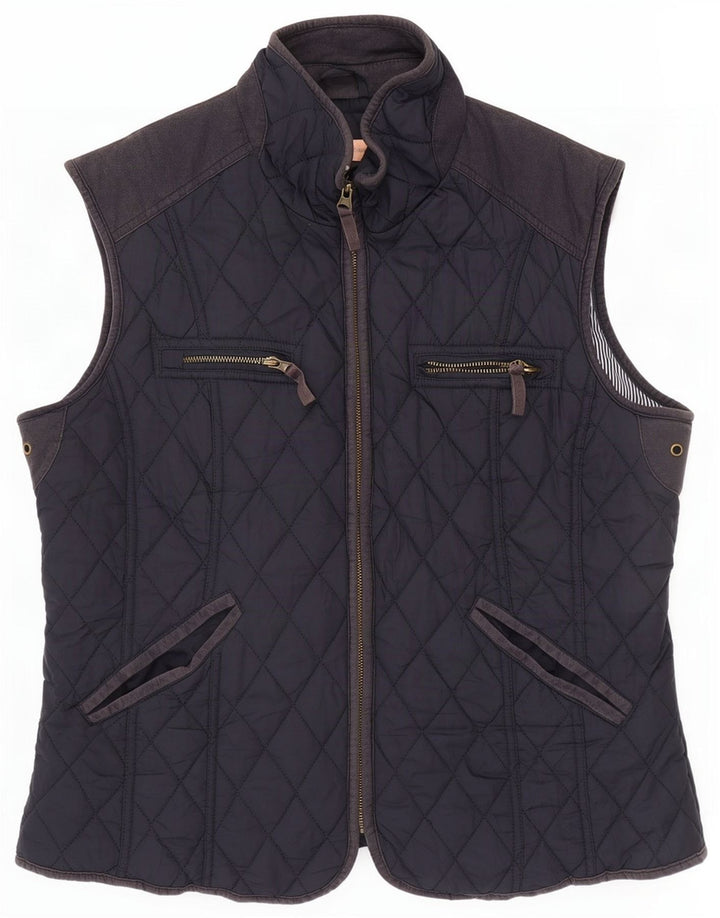 John Lewis Dame Quilted Gilet UK 16 Large Navy Blue Polyester