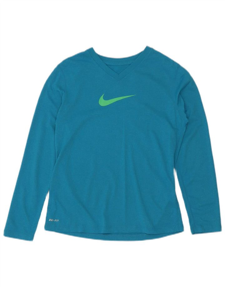 Nike Girls Dri Fit Top Langærmet 11-12 År Stor Blå Polyester