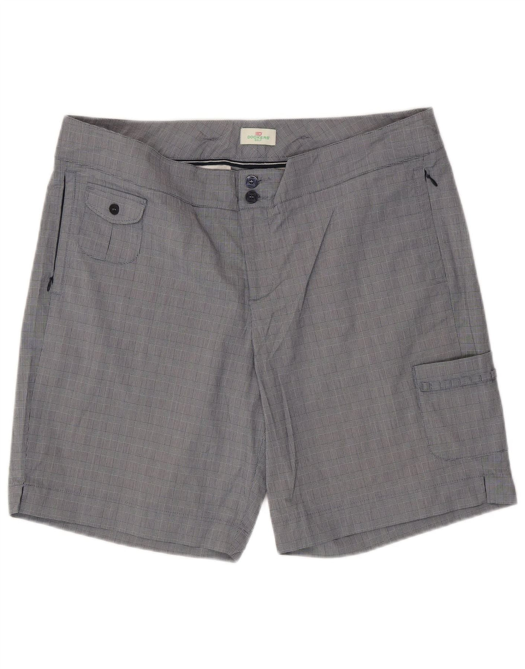 DOCKERS Womens Cargo Shorts US 16 2XL W38 Blue Check Cotton