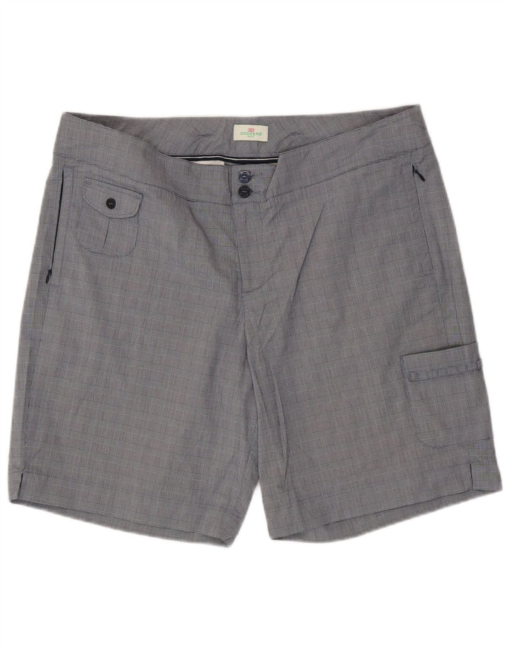 DOCKERS Womens Cargo Shorts US 16 2XL W38 Blue Check Cotton