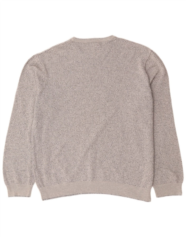 Marks & Spencer Mens Crew Neck Jumper Sweater XL Grey Flecked Cotton