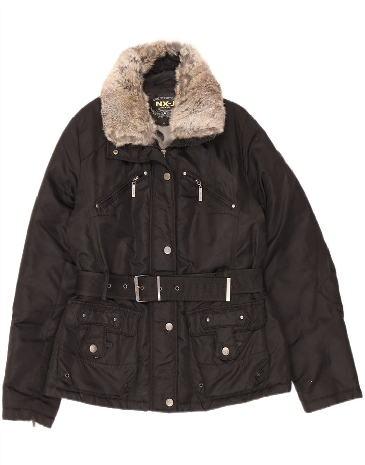 NEXOS Womens Utility Jacket UK 14 Medium Black Polyamide Vintage Nexos and Second-Hand Nexos from Messina Hembry 