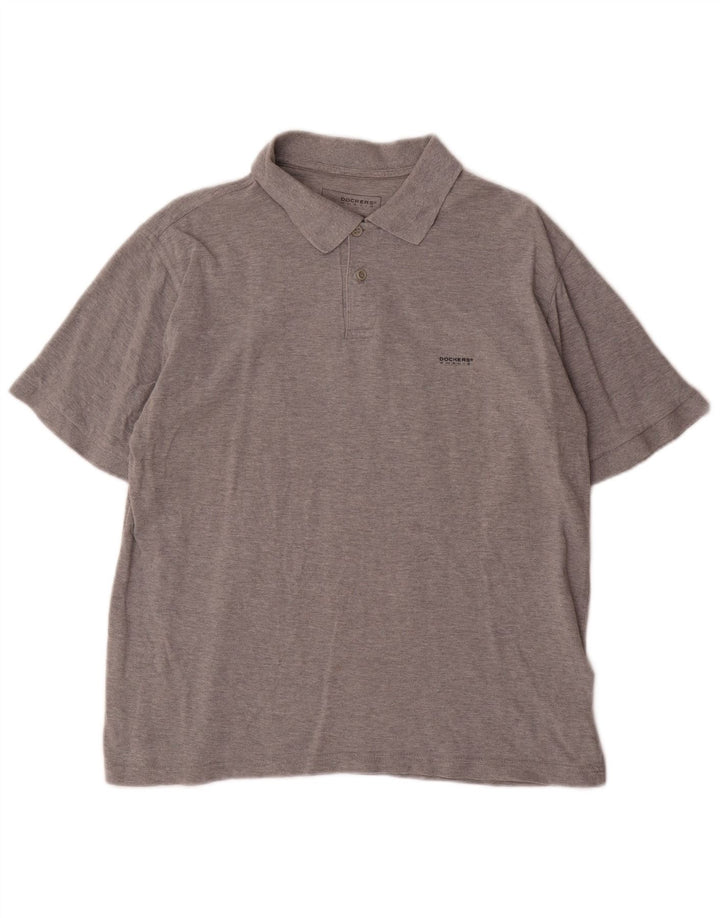 DOCKERS Mens Khakis Polo Shirt Medium Grey Flecked Cotton