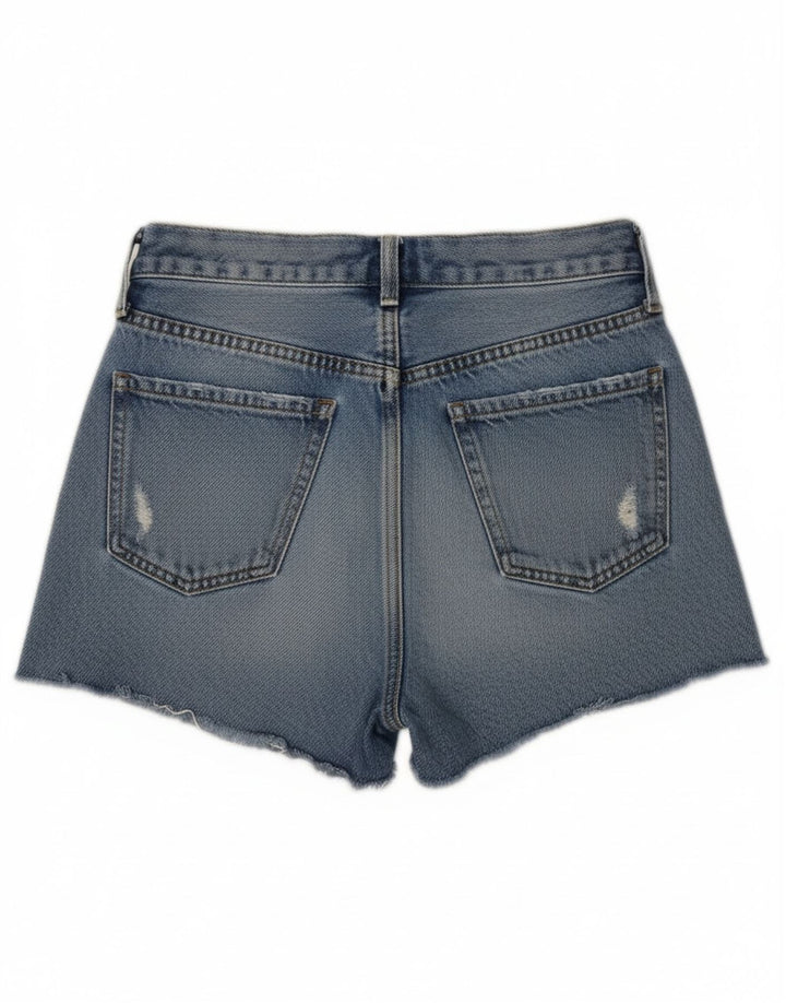 Zara Womens Distressed Denim Shorts EU 34 2XS W24 Blue