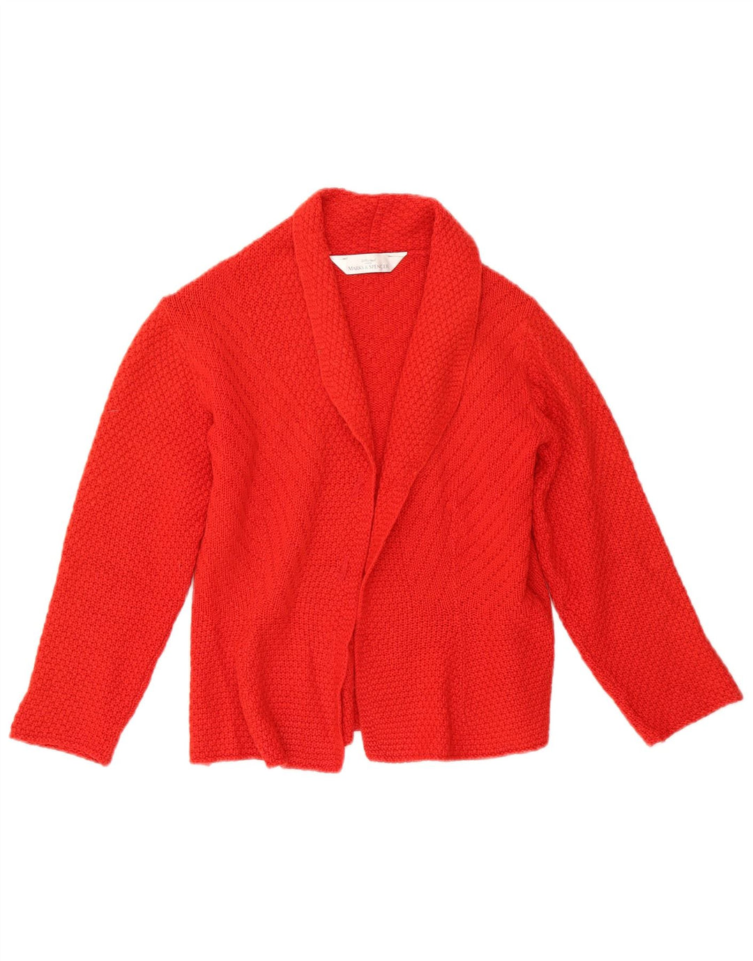 Marks & Spencer Pull cardigan ouvert court pour femme UK 10 Petite laine rouge