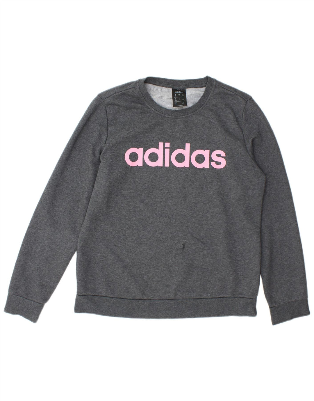 Adidas Womens Graphic Sweatshirt Jumper UK 12/14 Medium Grey Cotton