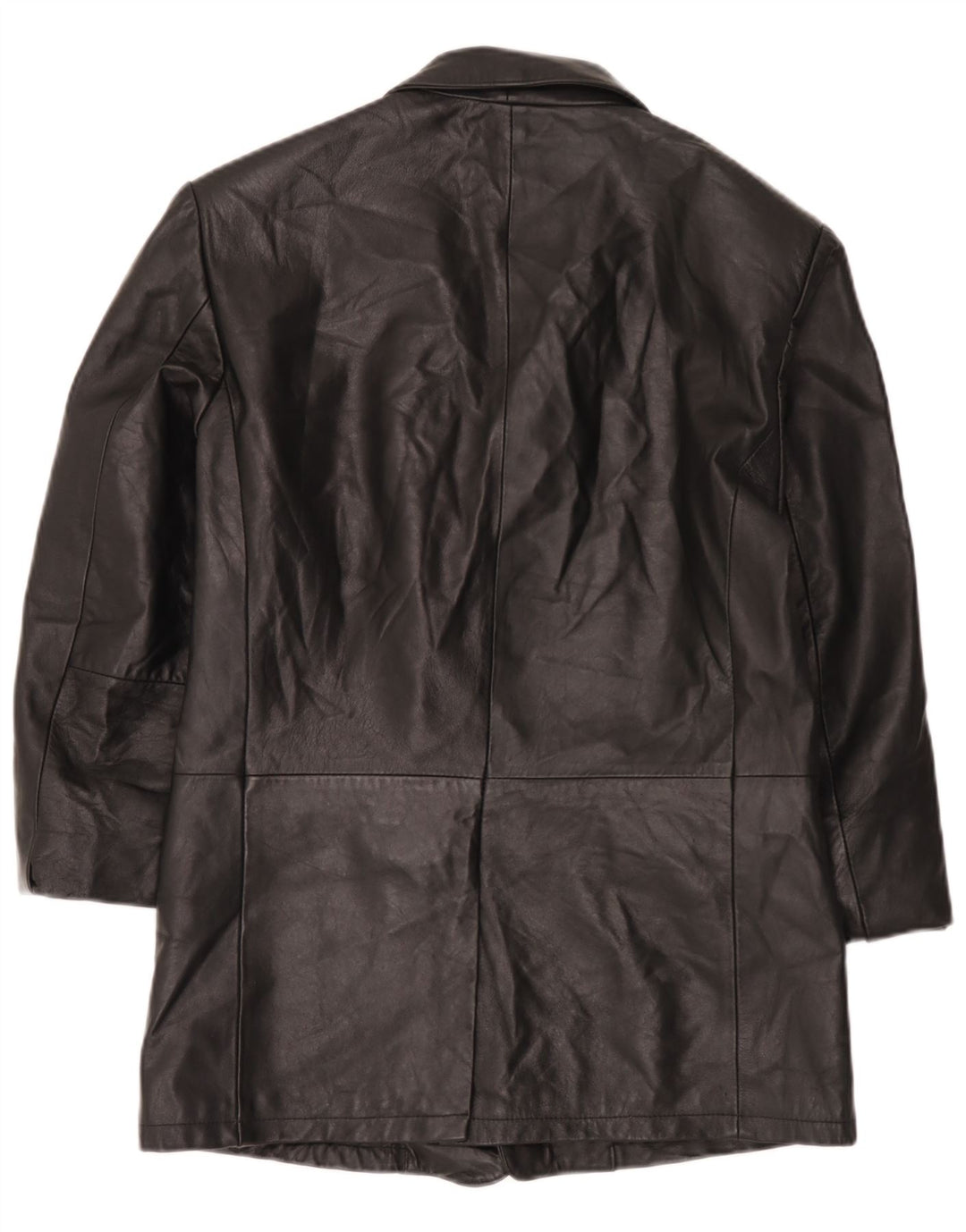 Giacca blazer in pelle vintage da uomo a 3 bottoni IT 52 XL in pelle nera
