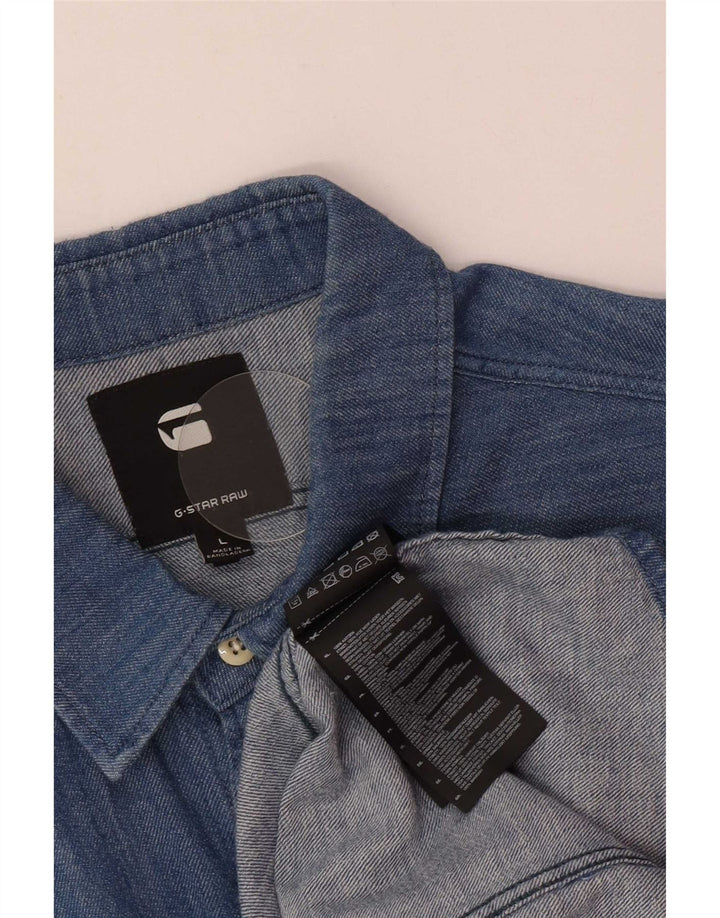 Camicia di jeans da uomo G-Star grande in cotone blu