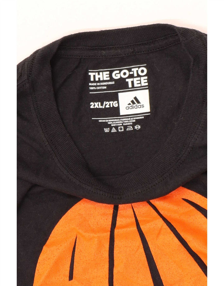 Adidas Mens Graphic Top Long Sleeve 2XL Black Cotton